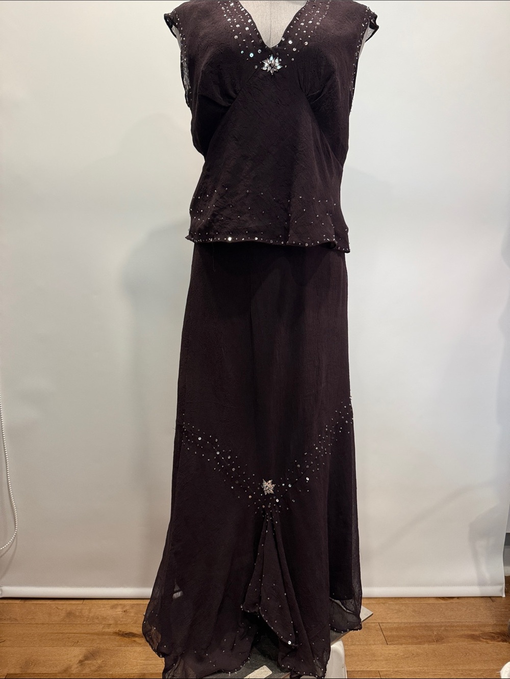 Jessica 2-Piece Beaded Evening Set | Deep plum color| Size 12